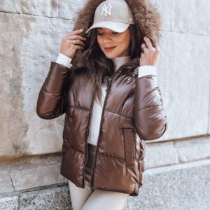 Krásna dámska kávová bunda SPARKLE