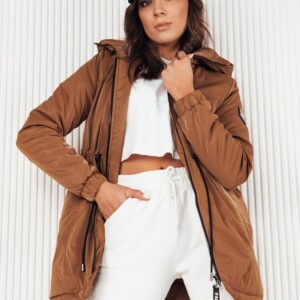 Trendy dámska parka v tmavo kamelovej farbe Henry