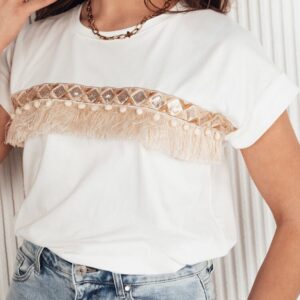 Krásne dámske boho ecru tričko Monkis