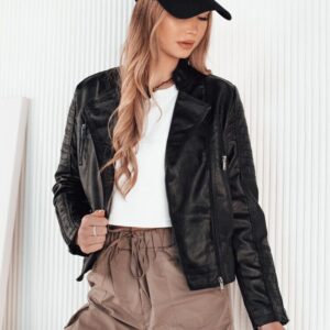 Trendy dámska čierna koženková bunda Bailo
