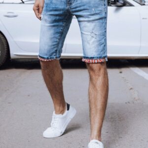 Moderné bavlnené rifľové kraťasy -muži- svetlo modré