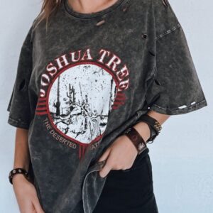 Oversize trendy tmavošedé dámske tričko Joshua