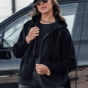 Dámska jedinečná čierna alpaka bunda Katherine