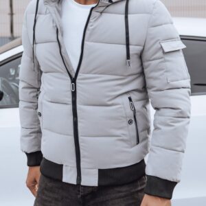 Pánska trendy prešívaná bunda šedá