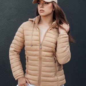 Štýlová béžová dámska bunda Femmoda