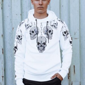 Štýlová pánska mikina s kapucňou - biela