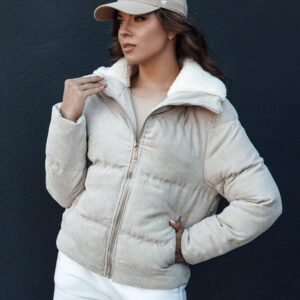 Dámska módna béžová zimná bunda Trendyglam