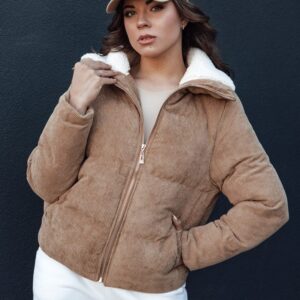 Dámska módna tmavobéžová zimná bunda Trendyglam