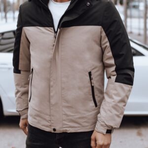 Trendy bunda s kapucňou pre pánov béžová