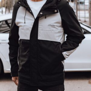 Trendy bunda s kapucňou pre pánov čierno-šedá