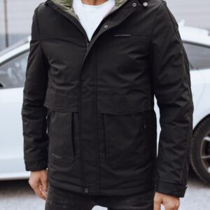 Trendy bunda s kapucňou pre pánov čierna