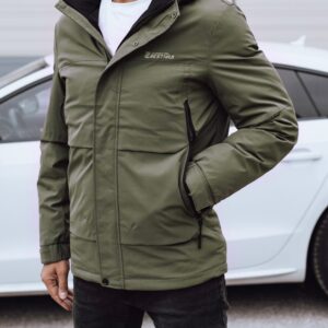 Trendy bunda s kapucňou pre pánov zelená