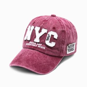 Tmavo-červená šiltovka s potlačou NYC H062