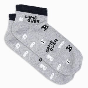 Veselé šedo-čierne ponožky Game over U177