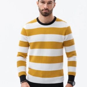 Pánsky vzorovaný sveter horčicový