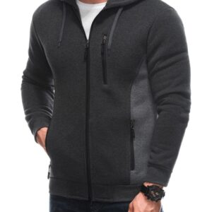 Pánska mikina s kapucňou na zips- grafitová