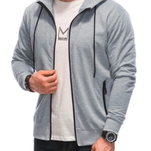 Pánska mikina s kapucňou na zips- šedá