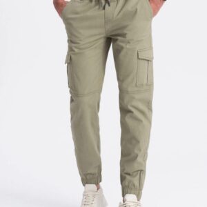 Trendy jogger kapsáčové nohavice pre pánov khaki