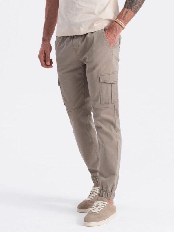 Trendy jogger kapsáčové nohavice pre pánov béžové
