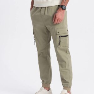 Trendy jogger kapsáčové nohavice pre pánov khaki