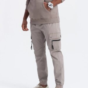 Trendy jogger kapsáčové nohavice pre pánov béžové