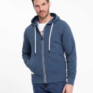 Pánska mikina s kapucňou na zips- tmavo modrá