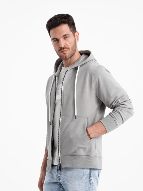 Pánska mikina s kapucňou na zips- šedá