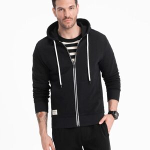 Pánska mikina s kapucňou na zips- čierna