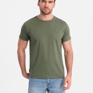 Klasické pánske tričko s krátkym rukávom khaki