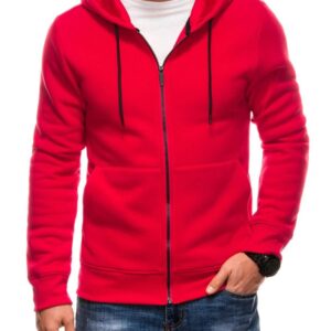 Pánska mikina s kapucňou na zips- červená
