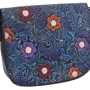 Dámska kožená crossbody kabelka modrá 450112