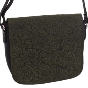 Dámska kožená crossbody kabelka zelená 250112