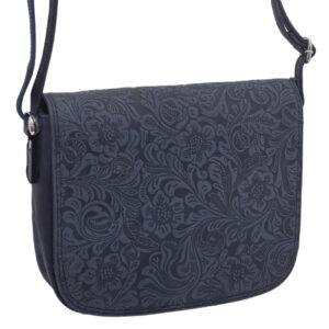 Dámska kožená crossbody kabelka modrá 250112