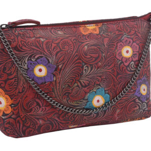 Dámska kožená crossbody kabelka červená 450113