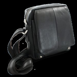 Malý čierny kožený pánsky crossbag 215-1919-60