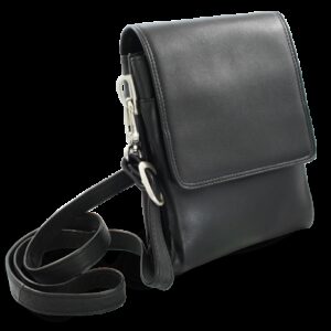 Malý čierny kožený pánsky crossbag 215-2189-60
