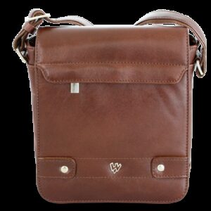 Malý hnedý pánsky kožený crossbag s poklopom 215-1701-40