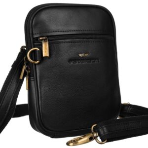 Čierna kožená taška cez plece Peterson