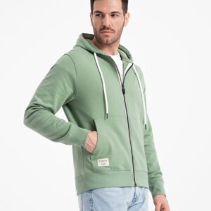Pánska mikina s kapucňou na zips- zelená