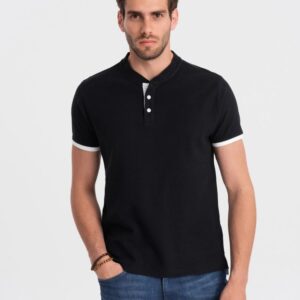 Trendy pánska polokošeľa - čierna