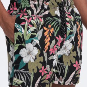 Čierne plavky s motívom kvetu V3 SRBS-0140