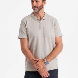 Béžová pánska polokošeľa so zipsom V2-OM-POSS-0132