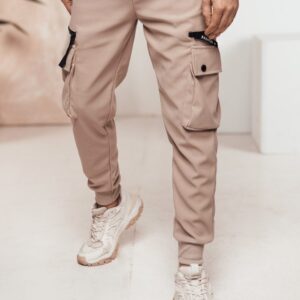 Trendy jogger kapsáčové nohavice pre pánov béžové