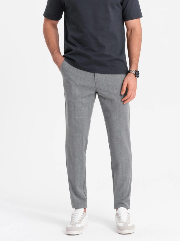 Elegantné pánske chinos nohavice šedé