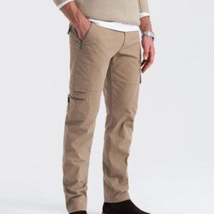 Trendy jogger kapsáčové nohavice pre pánov hnedé