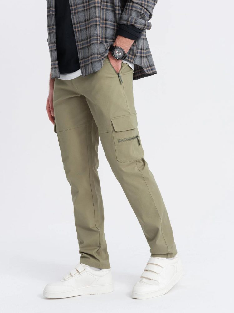 Trendy jogger kapsáčové nohavice pre pánov olivové