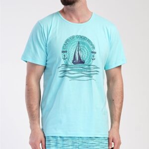 Trendy pánske pyžamo Jachting v mentolovej farbe