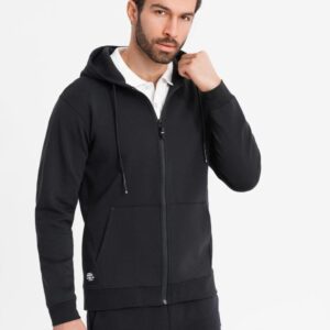 Pánska mikina s kapucňou na zips- čierna