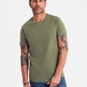 Klasické pánske tričko s krátkym rukávom khaki