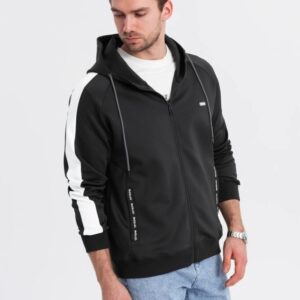 Pánska mikina s kapucňou na zips- čierna